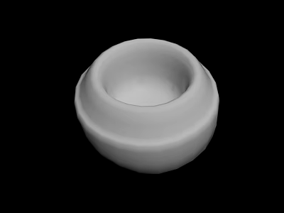 White Bowl Shaped Object With Smooth Surface And Two Layered Rim On Black Background 3d model