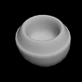 White Bowl Shaped Object With Smooth Surface And Two Layered Rim On Black Background
