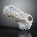 Wood And Stone Decorative Ornament With Blue Glitter Textured Surface Hole Design