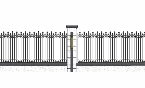 Modern fence wrought iron landscape wall 3d model