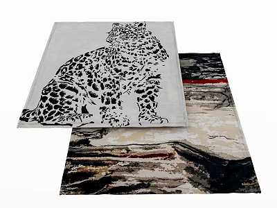 Square Rugs With Leopard Print And Abstract Texture For Modern Home Decor 3d model