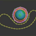 Decorative Household Storage Box With Gold Chain And Glowing Blue Sphere