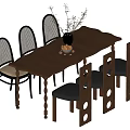 Dining table and chair combination 3d model