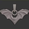 Stylish Silver Bat Wing Shaped Pendant With Metallic Loop And Central Accent 3d model