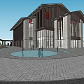 Modern Sales Office Building With Curved Roof And Glass Facade Design