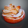 Rose Shaped Apple Pastry Topped With Powdered Sugar On Dark Background