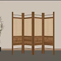 Middle Ancient Wooden Screen Foldable Screen Rattan Screen Partition Living Room Screen Retro Screen Bedroom Screen 3d model