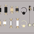 Modern Wall Lamps Various Designs Black White Beige Colors Round Square Shapes On White Wall