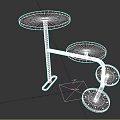 Modern Two Tier Wooden Plant Stand With Round Tabletop And White Metal Frame