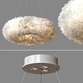 White Fluffy Feather Chandeliers With Silver Base Multi Bulb Modern Design 3d model