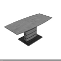 Modern Minimalist Desk With Rectangular Gray Tabletop And Layered Black Gray Base 3d model