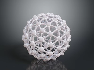 White Abstract Spherical Lattice Structure With Interconnected Nodes And Geometric Design 3d model