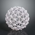 White Abstract Spherical Lattice Structure With Interconnected Nodes And Geometric Design