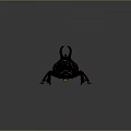 Rhinoceros Beetle With Large Curved Horns And Shiny Dark Exoskeleton On Gray Background