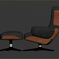 Comfortable Tufted Leather Lounge Chair With Padded Armrest Footrest And Rolling Casters
