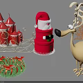 Christmas Food Display With Red Candles Sleigh Snowman Reindeer And Wreath Decor