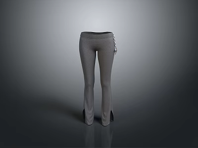 Gray Knitted Pants With Side Slits And Simple Design For Daily Wear 3d model