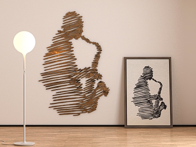 The performer abstract painting art painting carving basket empty decorative painting wall painting figure painting creative floor lamp 3d model