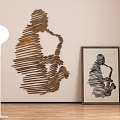 The performer abstract painting art painting carving basket empty decorative painting wall painting figure painting creative floor lamp 3d model