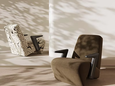 Modern Casual Sofa Combination With Zebra Pattern And Brown Upholstered Seats 3d model