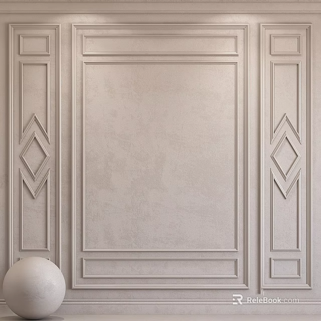 Decorative Wall Panels With Geometric Patterns Light Beige Finish And Modern Interior Design 3d model 
