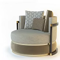 Modern Light Gray Single Sofa With Beige Metal Accents And Geometric Pattern Solid Color Pillows 3d model