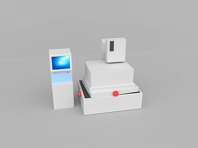 Industrial Equipment Featuring Control Panel Screen And Main Unit With Red Buttons 3d model