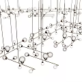 Modern Geometric Chandelier With Glass Balls And Hanging Rods For Interior Decor