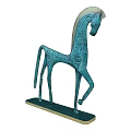 Turquoise Horse Shaped Ornament Decoration Set With Artistic Spiral Patterns And Stable Base