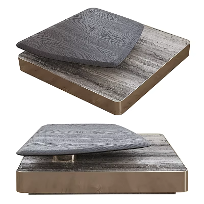 Stylish Modern Coffee Table Featuring Wood Grain Top And Metal Frame With Gray Cushion 3d model