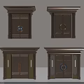 Various Exterior Entry Doors With Decorative Frames Circular Emblems And Door Knockers 3d model