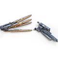 Set Of Mechanical Metal Tools With Serrated Blades And Industrial Components