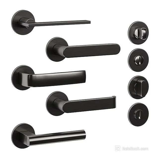 Modern Black Door Handles With Various Styles And Contemporary Design 3d model 