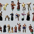 Traditional Costume Figurines With Various Daily Life Poses For Home Decoration