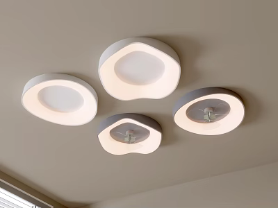Modern Four Circular Flush Mount Ceiling Lights Illuminated Fixtures For Interior Design 3d model