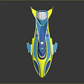 FINSKY Yellow And Blue Water Vehicle Modern Streamlined Toy Model With Cockpit And Tail Fin