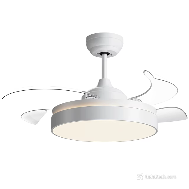 Modern White Ceiling Air Conditioner Fan With Light And Blades For Home Use 3d model 