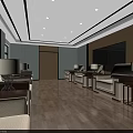 Modern Lounge Area Interior With Comfortable Sofas Side Tables Lamps And TV 3d model