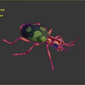 Colorful Beetle with Green Blue Shiny Back Orange Legs and Head Long Antennae 3D Render