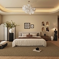 Retro Middle Ancient Home Bedroom Antique Style Bedroom Silent Style Bedroom 3d model