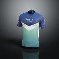 Blue Green Gradient T Shirt With MW Logo And Short Sleeves Design