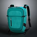 Teal Modern Backpack With Black Straps And Functional Zipper Design 3d model