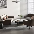 Modern Sofa Coffee Table Combination Double Sofa Side Table Single Chair 3d model