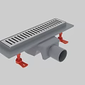 Durable Bathroom Floor Drainage Component With Metal Grate And Plastic Base 3d model