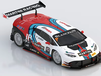 Martini Racing Sports Car With Red White Blue Livery And Sponsor Logos 3d model
