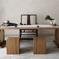 New Chinese Tea Table and Chair Combination 3d model