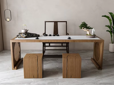 New Chinese Tea Table and Chair Combination 3d model
