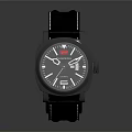 Stylish Black Watch With Leather Strap Glossy Dial And White Markers