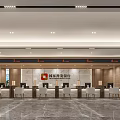 Modern Service Hall Interior With Reception Desk Service Counters And Marble Floor