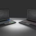 Modern Electronic Devices Two Black Laptops With Backlit Keyboards And Screens